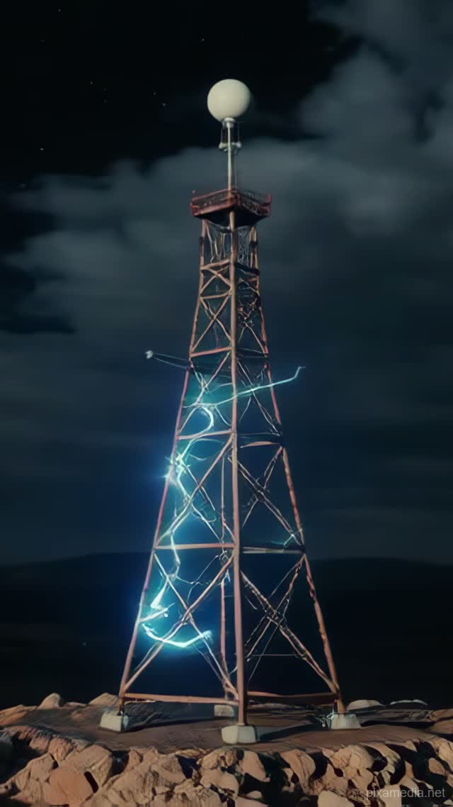 Cobalt Bolts on Rusted Spire - Lightning & Energy AI stock